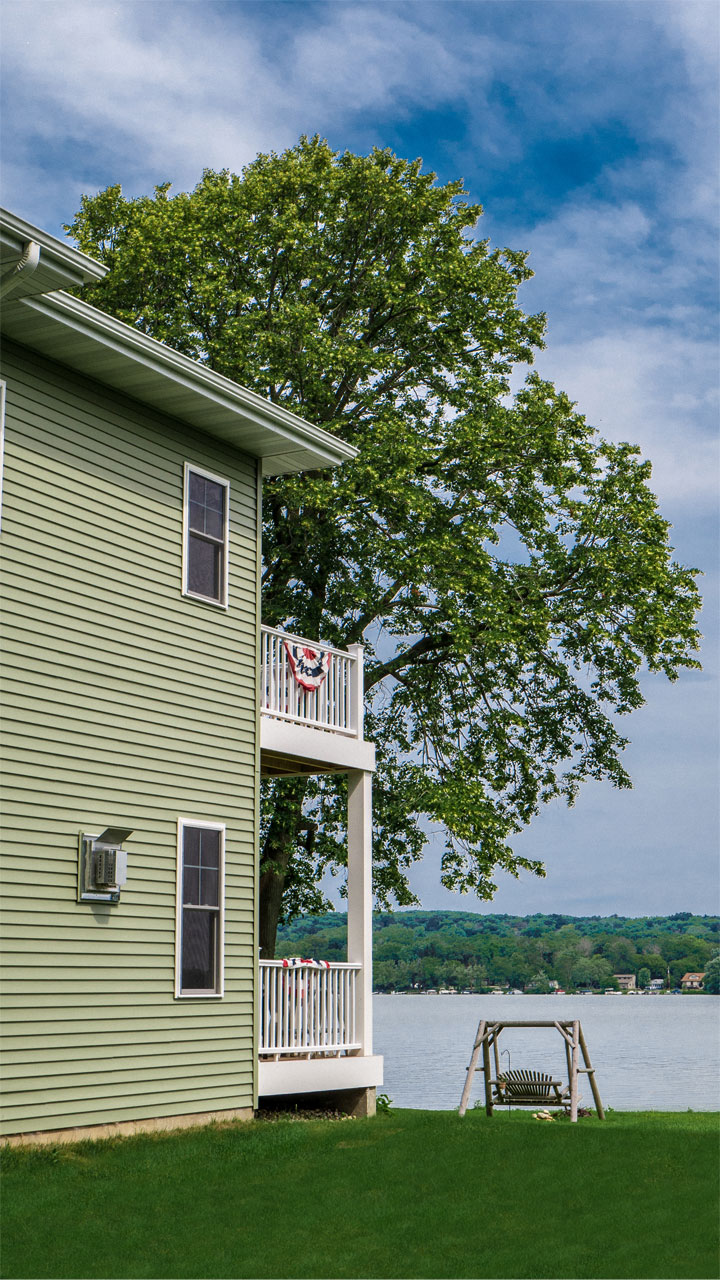 Angled rear view of home